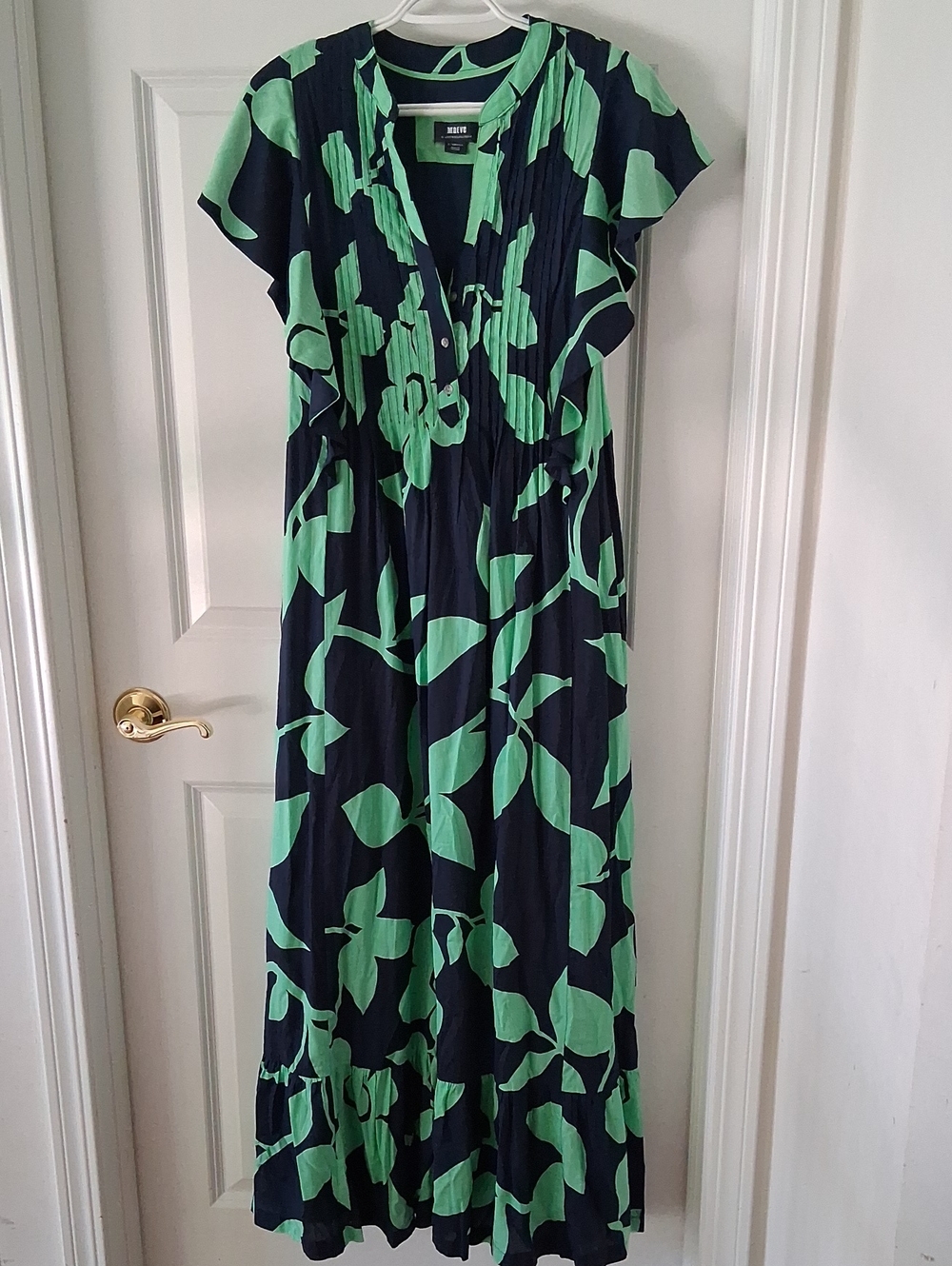 Anthropologie Maeve Cassandra Navy and Green Maxi Dress Size XS